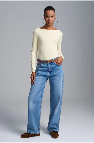 DILVIN Slim Fit Boat Neck Bodysuit