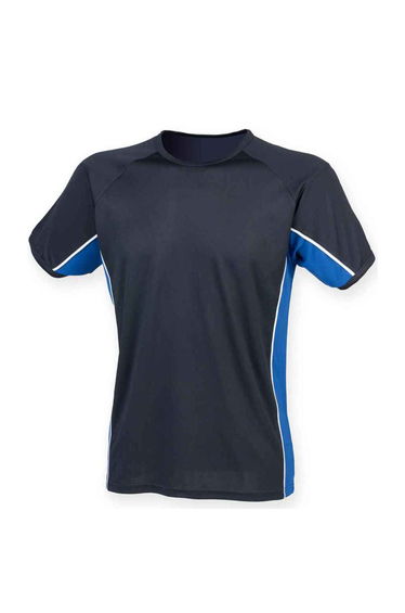 Finden & Hales Mens Performance Panelled T-Shirt - Navy/Royal Blue/White