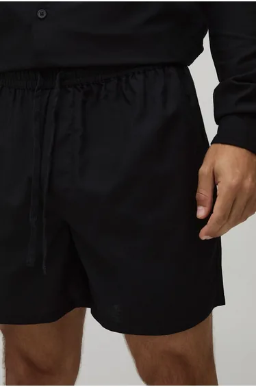شورت كتان - أسود