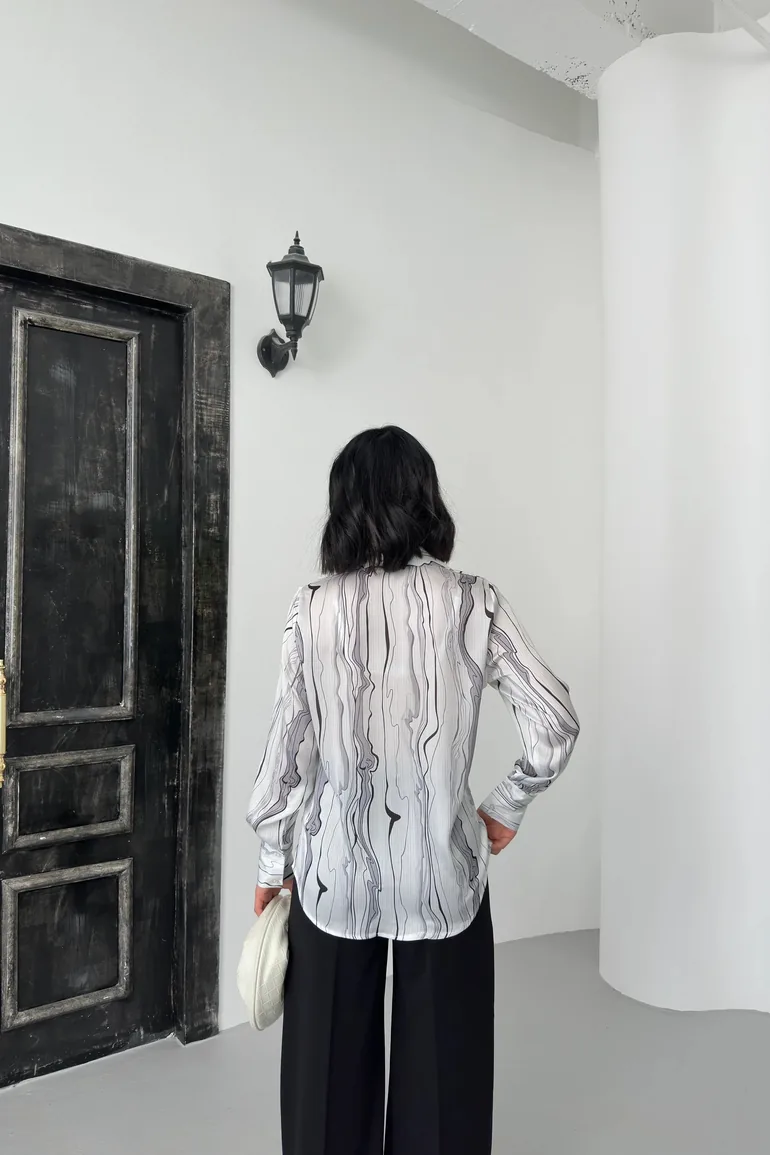 MY FASHION Abstract Printed Poplin Button-Up Shirt - 3