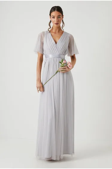 Angel Sleeve Lace Applique Dress