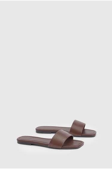 Square Toe Basic Sliders - chocolate