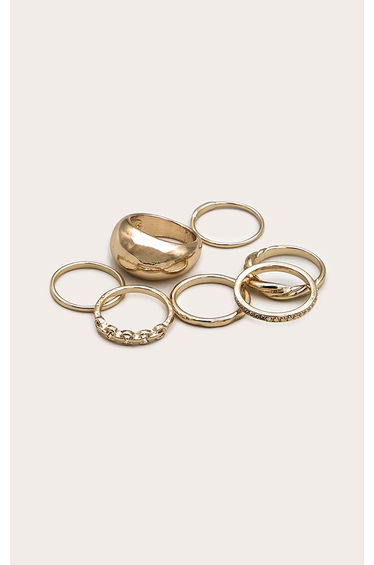 Gold Assorted Diamante Textured Multipack Rings