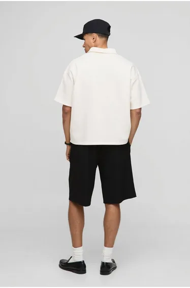 Oversized Boxy B Embroidered Short Sleeve Rugby Polo