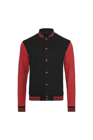 Mens Sweat College Jacket - Black/Red