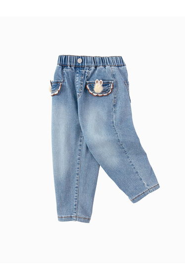 Girls' Denim Pants With Front Flap Pockets