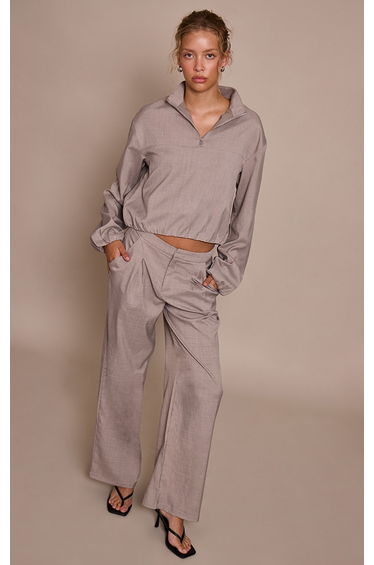 Stone Tailored Pleat Detail Woven Trouser
