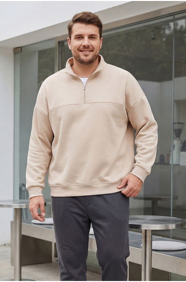 Beige oversize plus size sweatshirt
