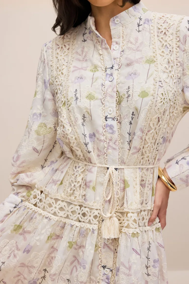 Rosanne Floral Print Long Sleeve Dress - 1