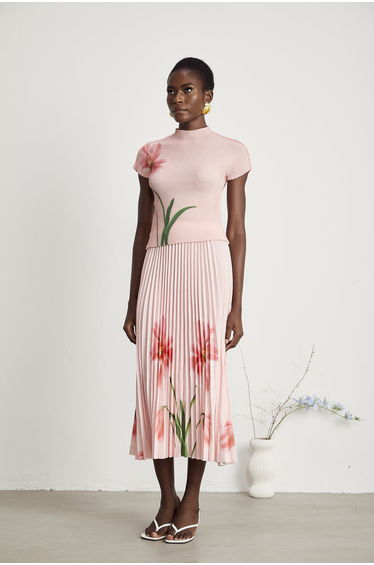 Justine floral-print stretch top & skirt matching set