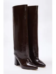 Brown 2-way bootie - women's block heel bootie - 3