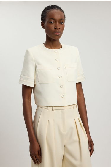 Petite Satin Tux Short Sleeve Tailored Jacket