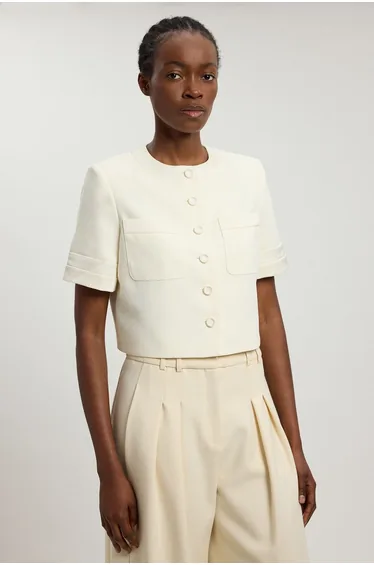 Petite Satin Tux Short Sleeve Tailored Jacket