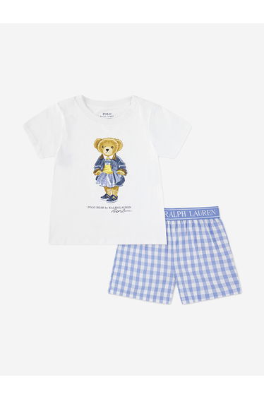 Ralph Lauren Girls Polo Bear Short Pyjamas Set in Blue