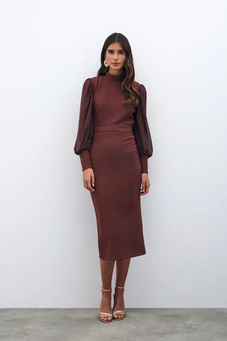 Midi Length Pencil Skirt