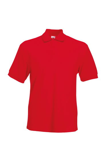 Fruit Of The Loom Mens 65/35 Heavyweight Pique Short Sleeve Polo Shirt - Red