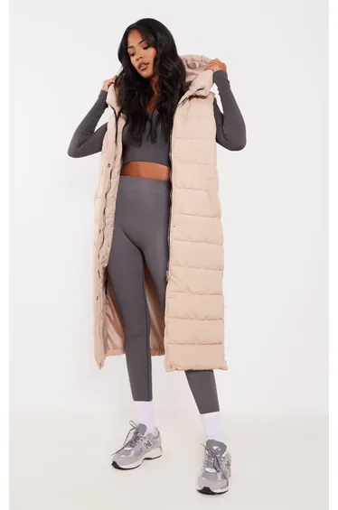 Tall Stone Panel Padded Longline Gilet