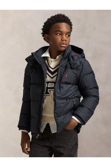 Boys Down Padded Puffer Jacket in Black