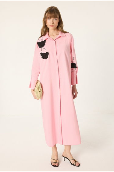 EMBROIDERED POPLIN DRESS