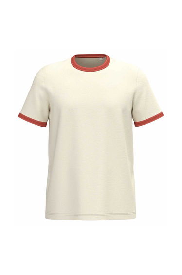 Native Spirit Mens Ringer T-Shirt - Ivory/Washed Paprika