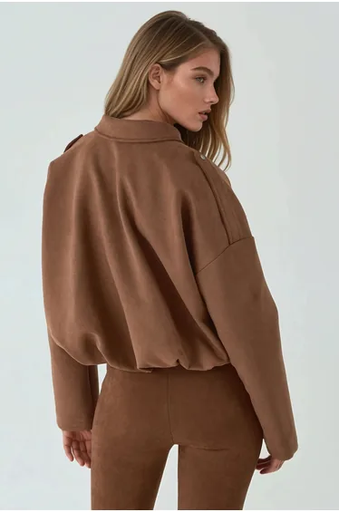 Soft Textured Suede Bomber Jacket