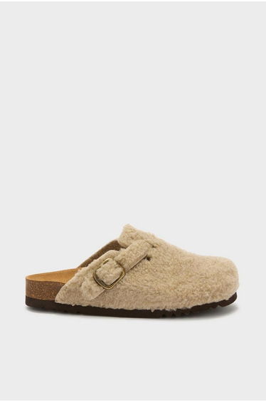 Fae Faux Shearling Clog Taupe