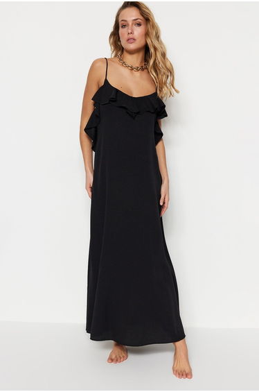 Black A-Line Maxi Slip Dress