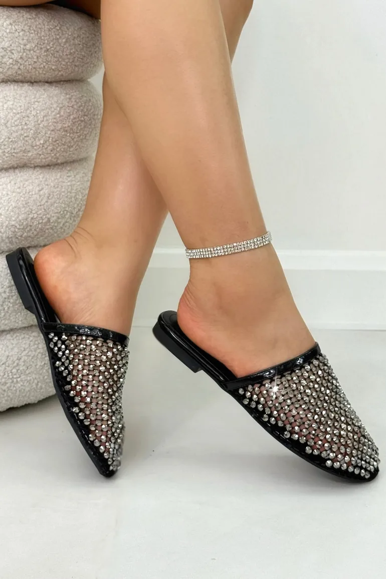 Sparkly Prism Glow Mule Sliders Black - 2