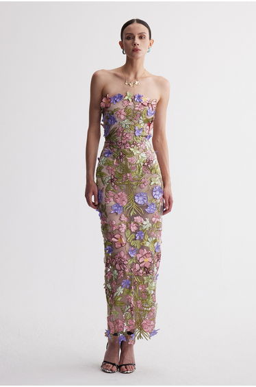 Denica Flower Embroidered Maxi Dress