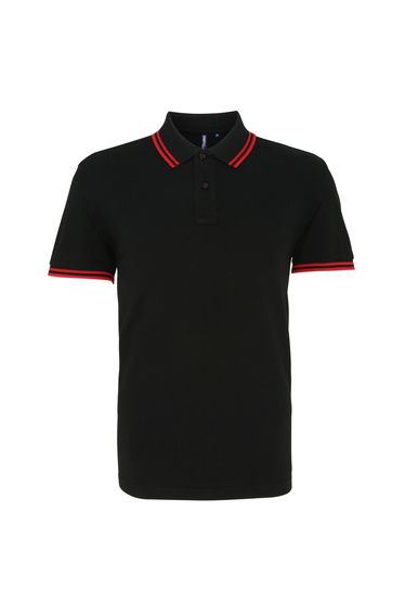 Asquith & Fox Mens Classic Fit Tipped Polo Shirt - Black/Red