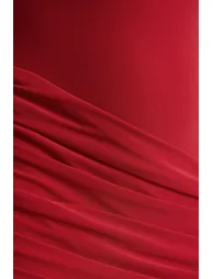 Liora | Red Crew-Neck Maxi Dress With Front-High Split - 5