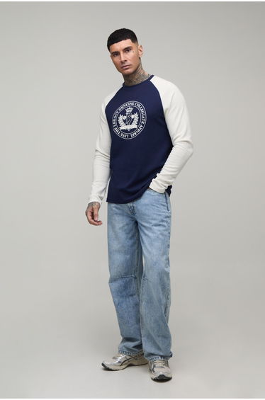 Tall Relaxed Fit Washed Knee Dart Jeans - light blue