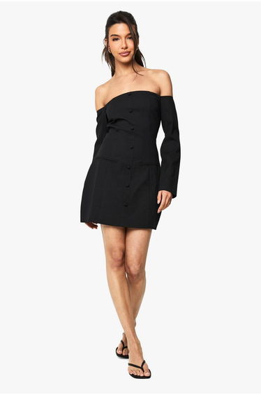 Bardot Tailored Button Down Mini Dress - black