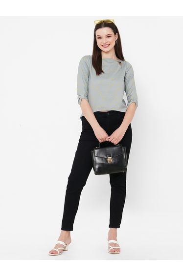 Women Grey Top with Keyhole Detail
