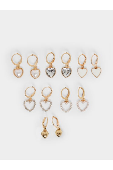Set of 6 - Heart Drop Dangle Earrings