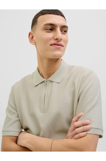 JJEaustiin Textured Knit Half Zip Polo