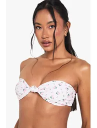 Swimwear Essentials Ditsy Floral Knot Bandeau Bikini Top - pink - 2