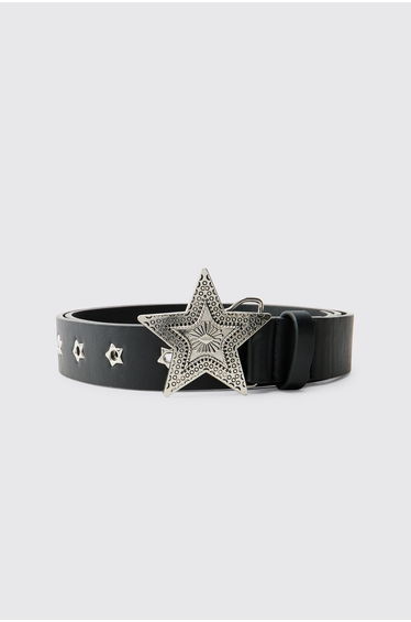 PU Star Buckle Belt - black