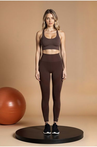 DS SKY Brown TIGHTS High Waist, Flexible and Restorative Seamless Sports Tights