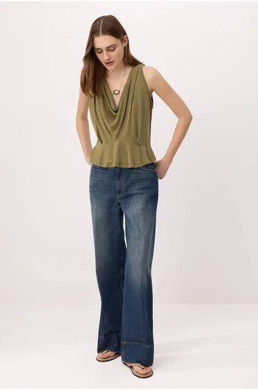 Khaki Fitted/Body-Fitting Collar Spaghetti Strap Sleeveless m Modal Knitted Blouse