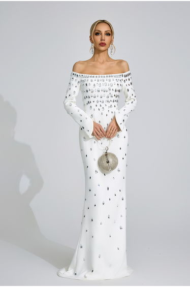 Glesni White Diamond Maxi Dress