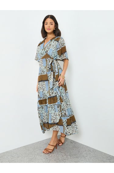 Multi Floral Maxi Wrap Dress