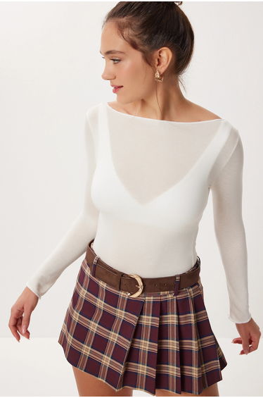 ISTANBUL Slim Fit Boat Neck Blouse
