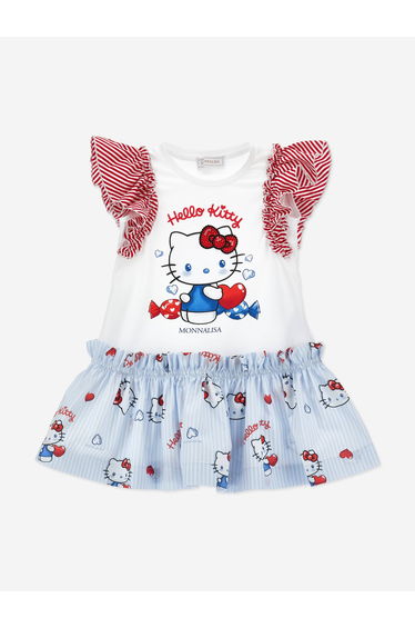 Monnalisa Girls Hello Kitty Jersey Dress in White