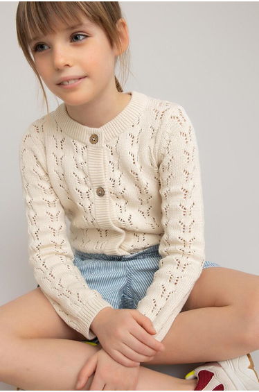 Cotton Openwork Buttoned Cardigan