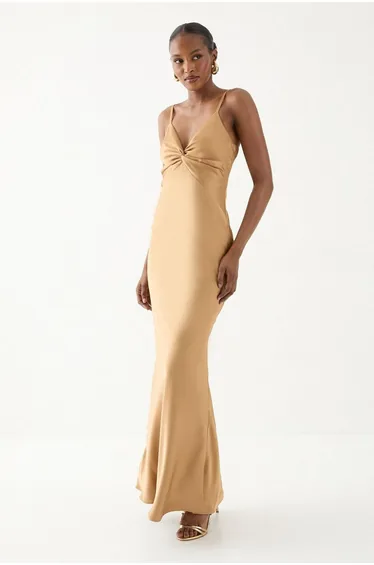 Drape Shoulder Detail Bridesmaid Dress