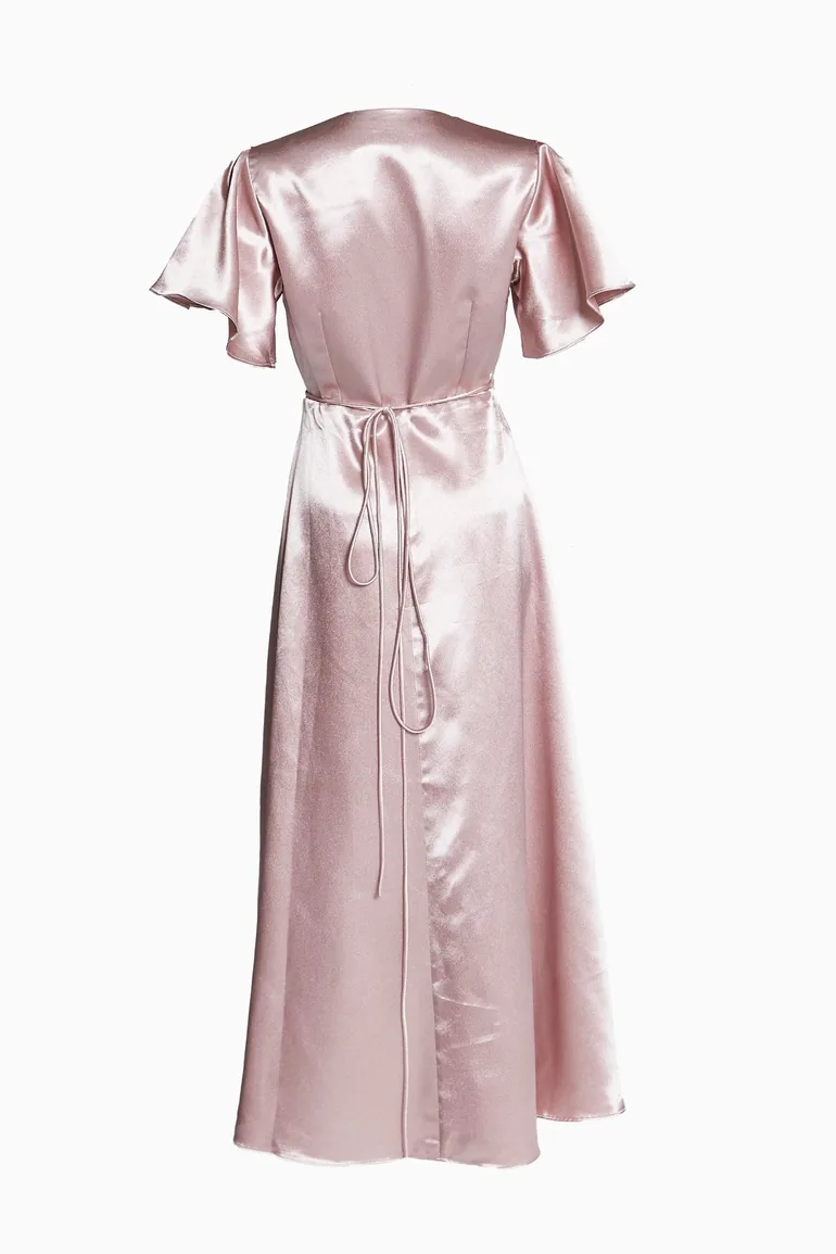 Shop Serena Dusty-Pink Bridesmaid Wrap Midi-Dress Online in United Arab  Emirates