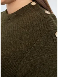 Plus Size Regular Fit Knit Sweater with Button Detail - 3