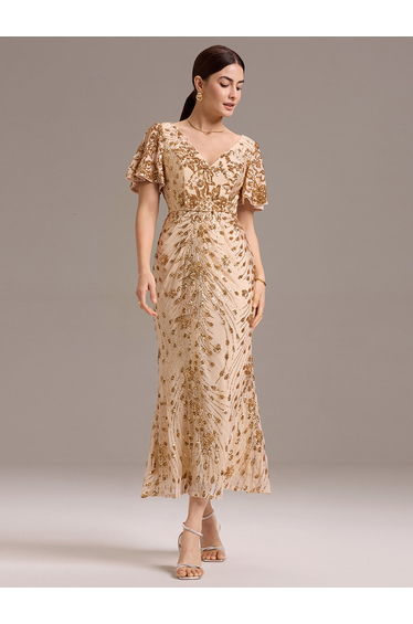 ever PALMER|Sequin Embroidery Mermaid Formal Dress