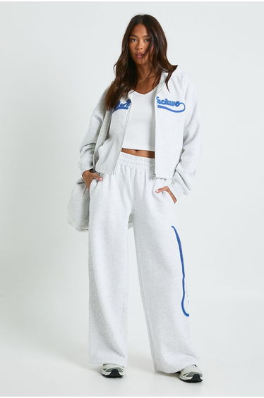 Petite Ath Archive Self Fabric Applique Straight Leg Jogger - ash grey